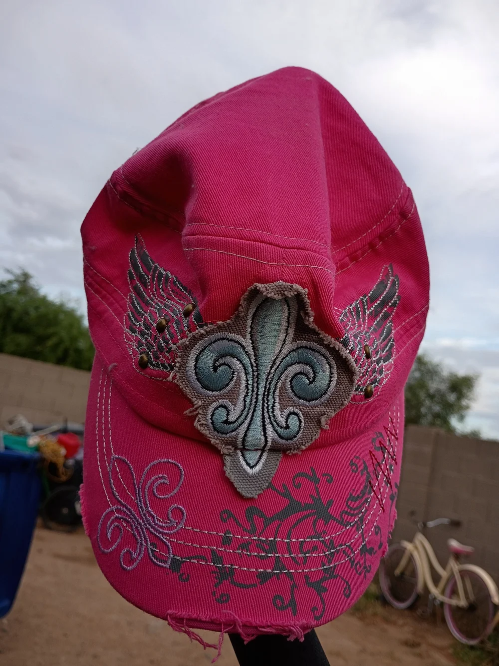 Women's Pink Embroidered Fleur Cadet Cap ⚜️